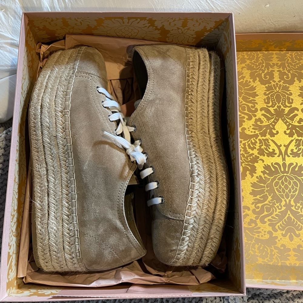 Miu Miu Beige Suede Espadrille Sneaker